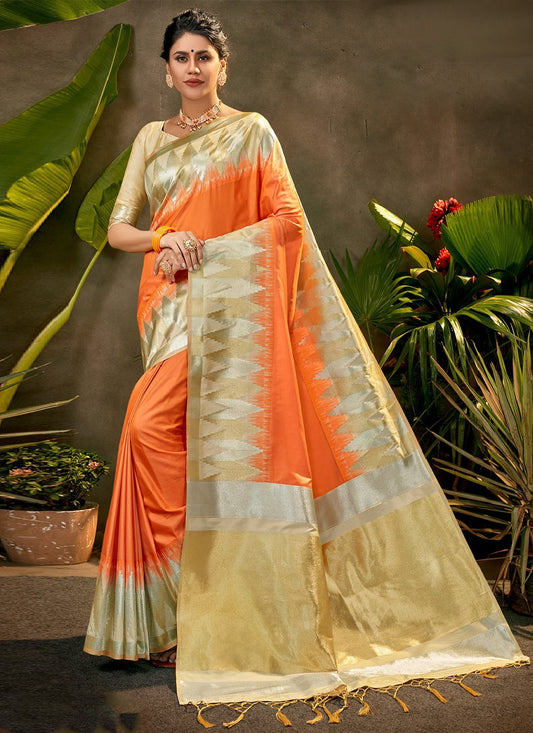 Trendy Saree Silk Orange Woven Saree