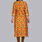 Party Wear Kurti Rayon Viscose Orange Foil Print Kurtis