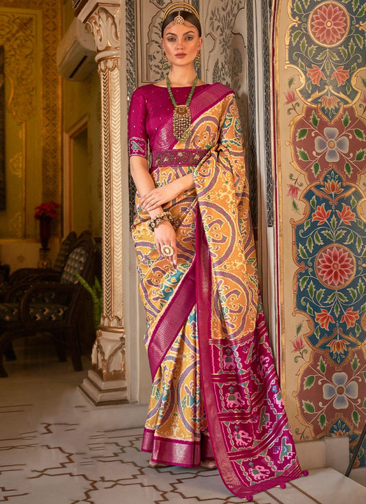 Designer Patola Silk Orange Weaving Saree