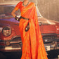 Classic Handloom Silk Orange Weaving Saree