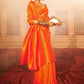 Trendy Saree Handloom Silk Orange Weaving Saree