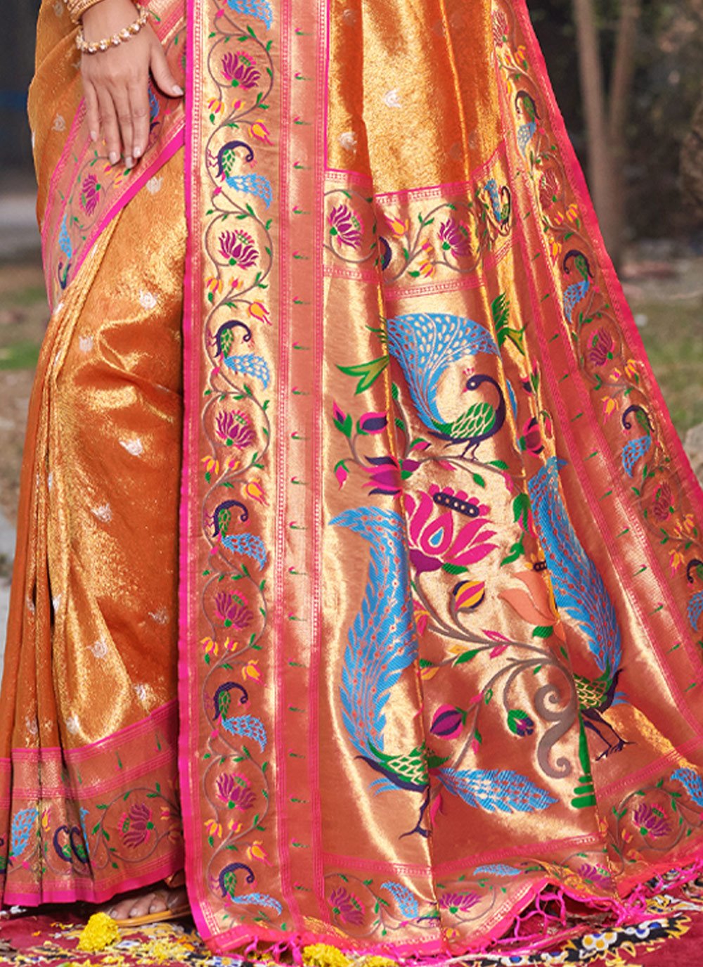 Traditional Saree Silk Orange Weaving Saree