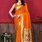 Traditional Saree Silk Orange Patch Border Saree