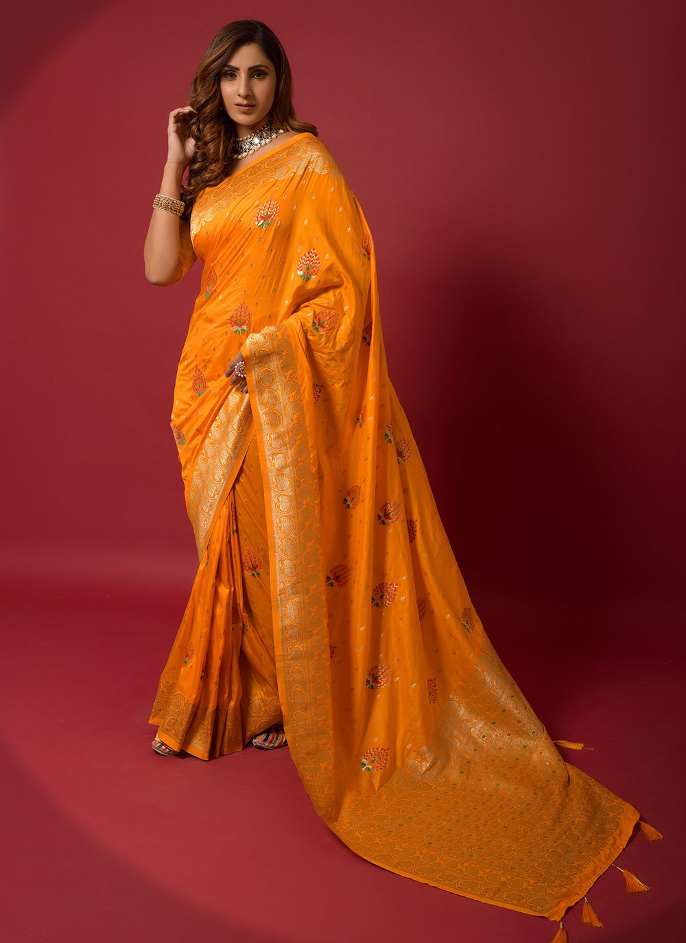 Trendy Saree Silk Orange Woven Saree