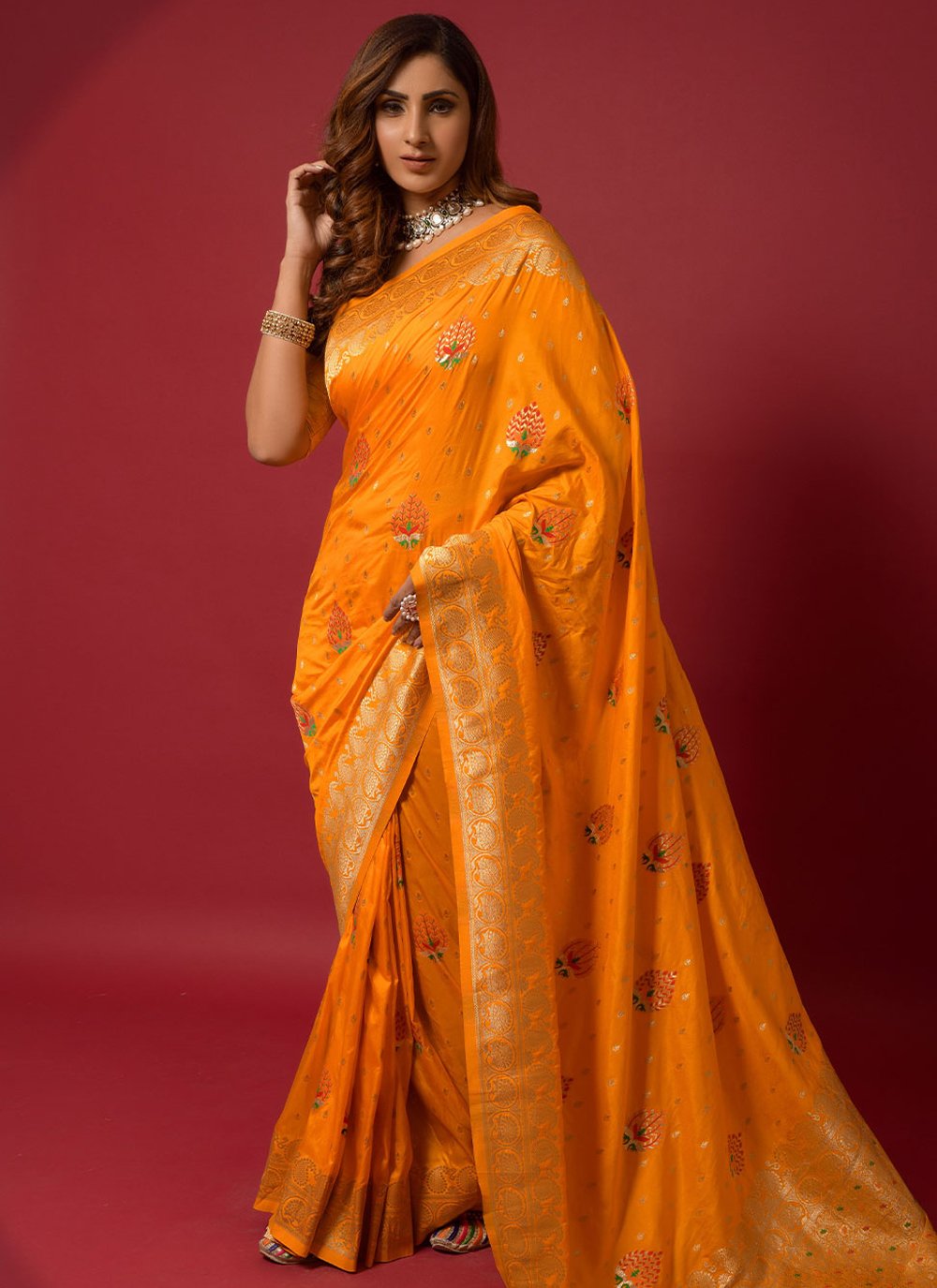 Trendy Saree Silk Orange Woven Saree