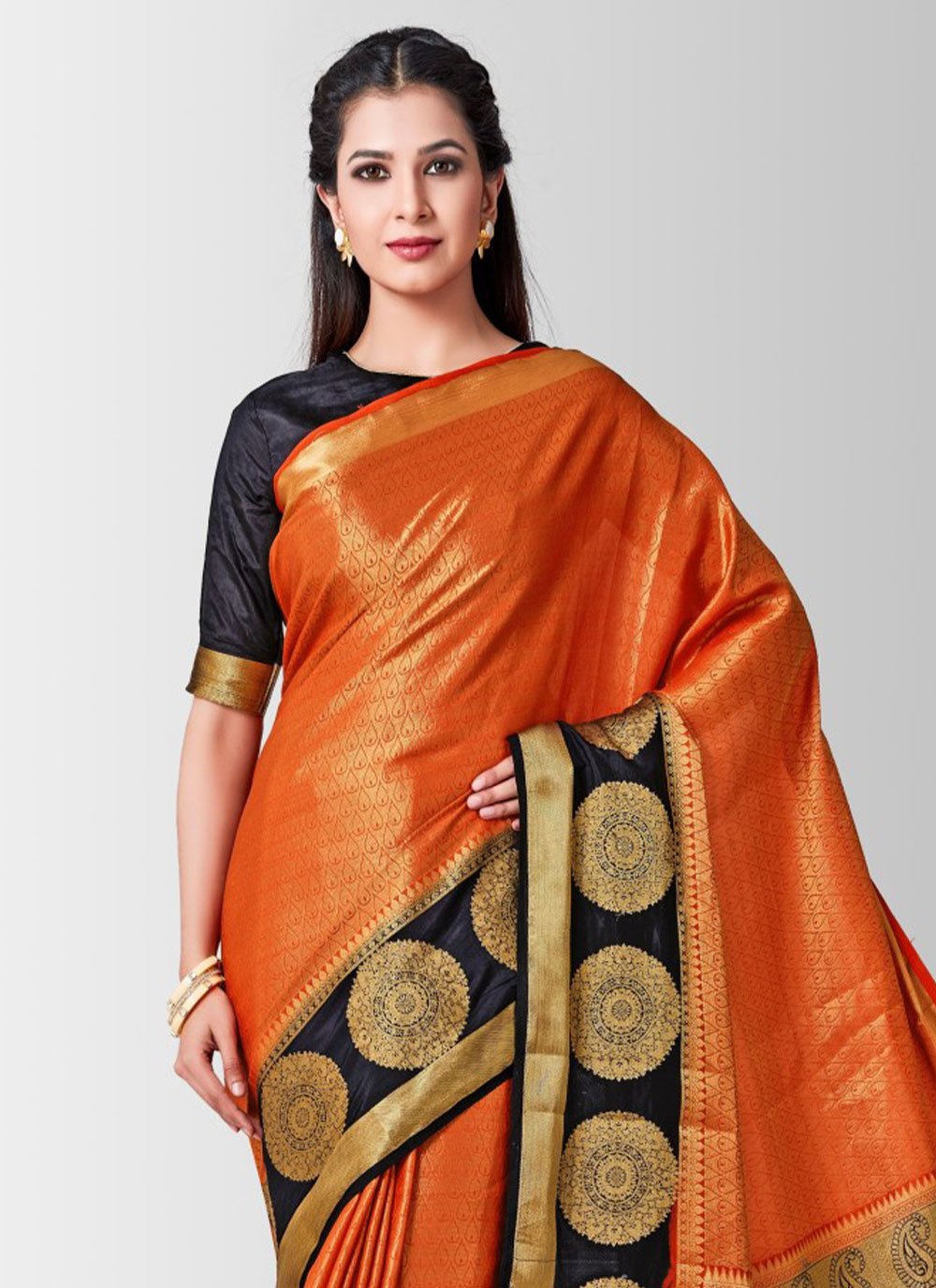 Contemporary Art Silk Uppada Silk Orange Zari Saree