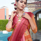 Contemporary Cotton Silk Orange Digital Print Saree
