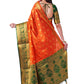Classic Kanjivaram Silk Orange Zari Saree