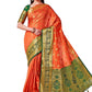 Classic Kanjivaram Silk Orange Zari Saree
