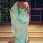 Designer Organza Aqua Blue Woven Saree