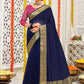 Classic Organza Silk Blue Patch Border Saree