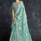 Trendy Saree Organza Blue Embroidered Saree