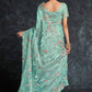 Trendy Saree Organza Blue Embroidered Saree