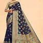 Classic Organza Blue Patch Border Saree