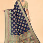 Classic Organza Blue Patch Border Saree
