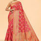 Contemporary Organza Pink Patch Border Saree