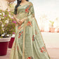 Designer Trendy Saree Organza Sea Green Print Saree
