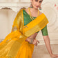 Classic Organza Yellow Embroidered Saree