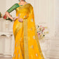 Classic Organza Yellow Embroidered Saree