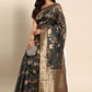 Classic Organza Black Woven Saree