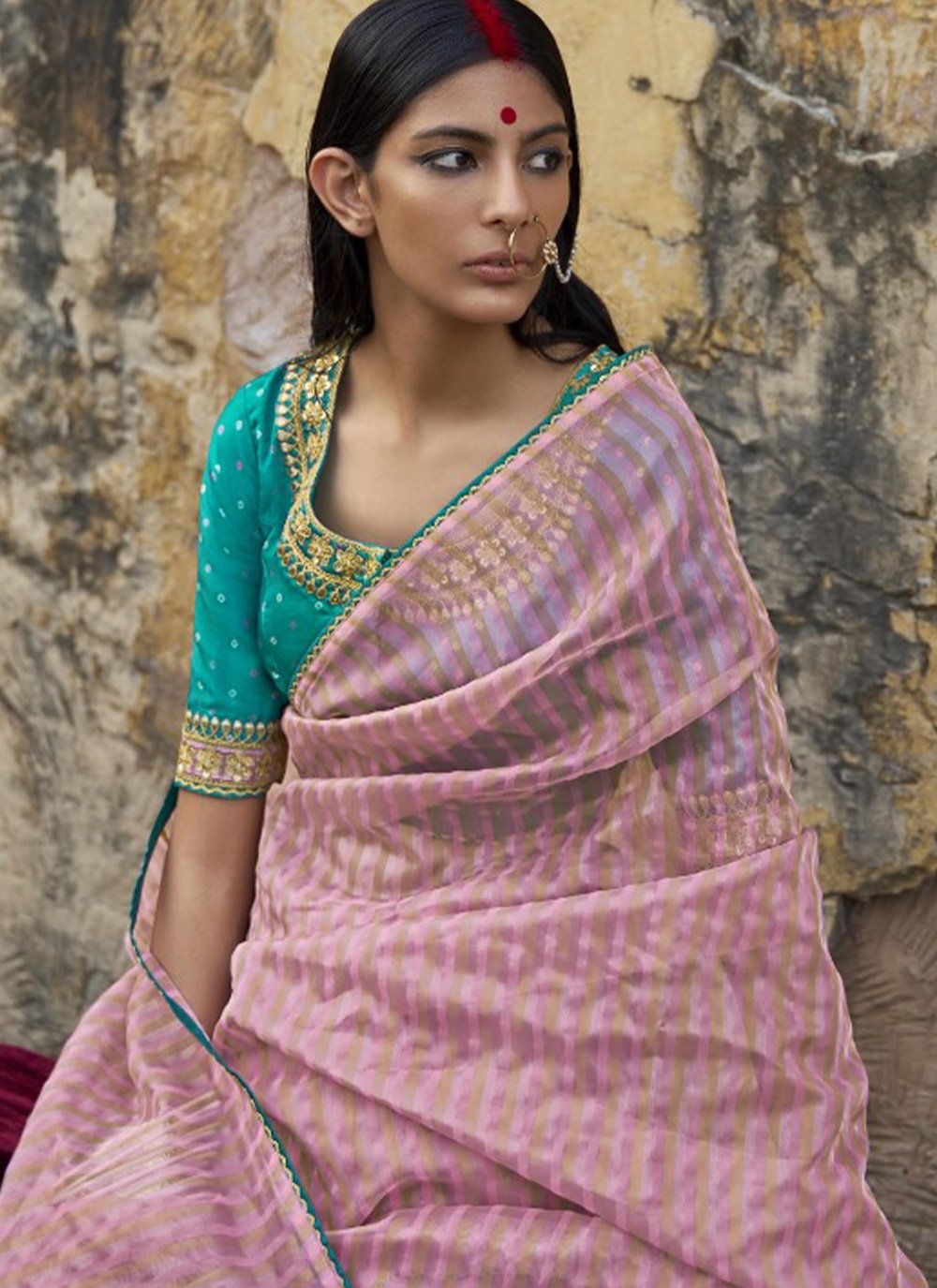 Classic Organza Mauve Plain Saree