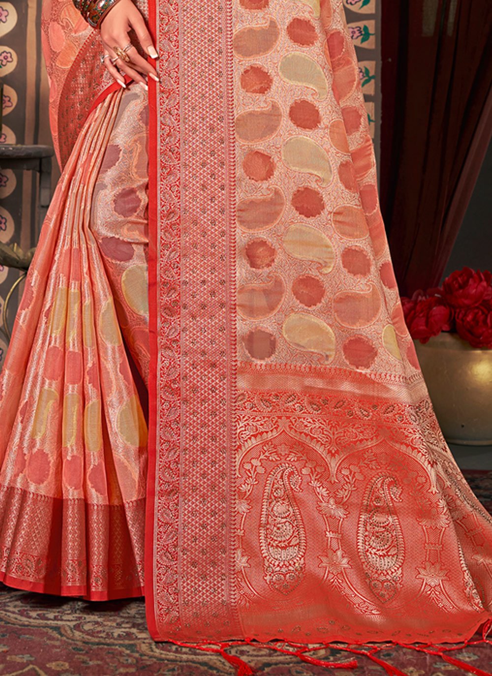 Classic Organza Multi Colour Embroidered Saree