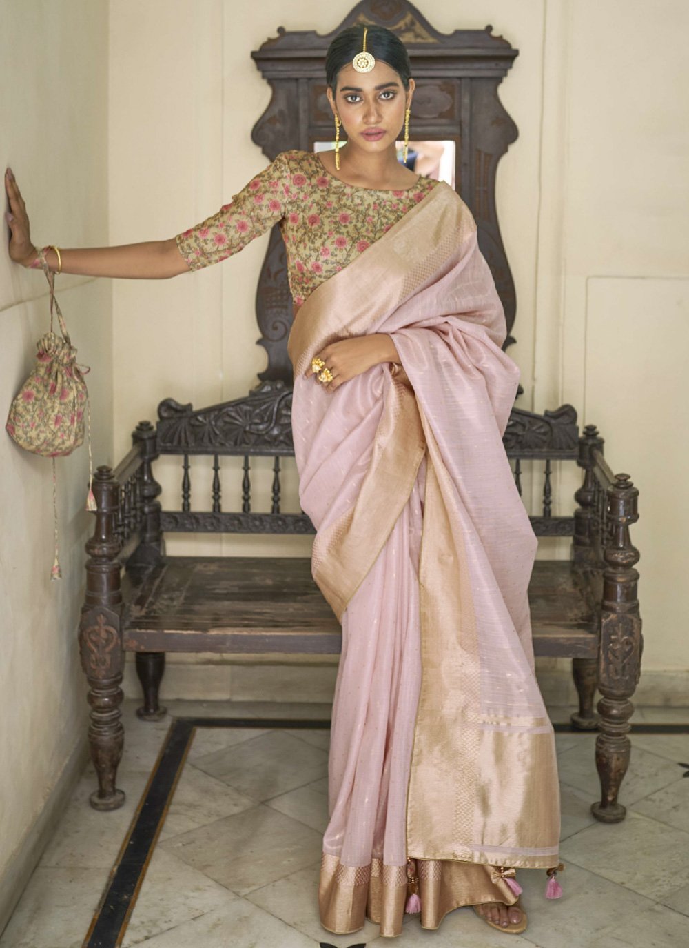 Contemporary Organza Silk Purple Patch Border Saree