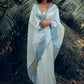 Contemporary Organza Aqua Blue Woven Saree