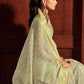 Contemporary Organza Sea Green Lace Saree