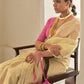 Classic Organza Cream Plain Saree