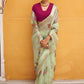 Designer Organza Green Print Saree