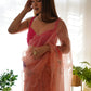 Classic Organza Peach Digital Print Saree