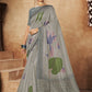 Trendy Saree Organza Grey Digital Print Saree