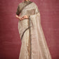 Designer Organza Beige Embroidered Saree