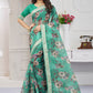 Classic Organza Turquoise Cord Work Saree
