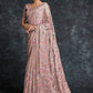 Traditional Saree Organza Pink Embroidered Saree