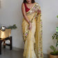 Trendy Saree Organza Yellow Embroidered Saree