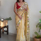 Trendy Saree Organza Yellow Embroidered Saree