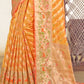 Trendy Saree Organza Yellow Fancy Work Saree