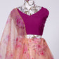 Lehenga Choli Organza Peach Floral Patch Lehenga Choli