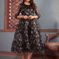 Designer Kurti Organza Black Floral Patch Kurtis