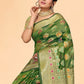 Classic Organza Green Patch Border Saree