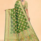 Classic Organza Green Patch Border Saree