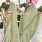 Classic Organza Satin Green Embroidered Saree