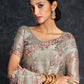 Traditional Saree Organza Grey Embroidered Saree