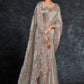 Traditional Saree Organza Grey Embroidered Saree