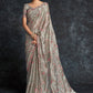 Traditional Saree Organza Grey Embroidered Saree