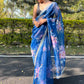 Contemporary Organza Aqua Blue Hand Work Saree