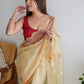 Designer Organza Beige Cut Work Saree
