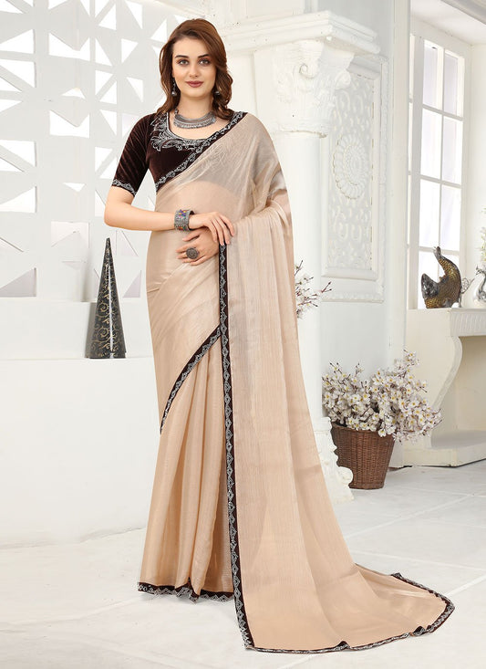 Classic Organza Brown Lace Saree